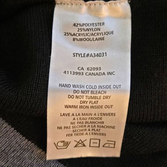 Alison Sheri Womens Poncho Style Gray Black Metallic Color Block Pullover Sweate - Picture 11 of 12